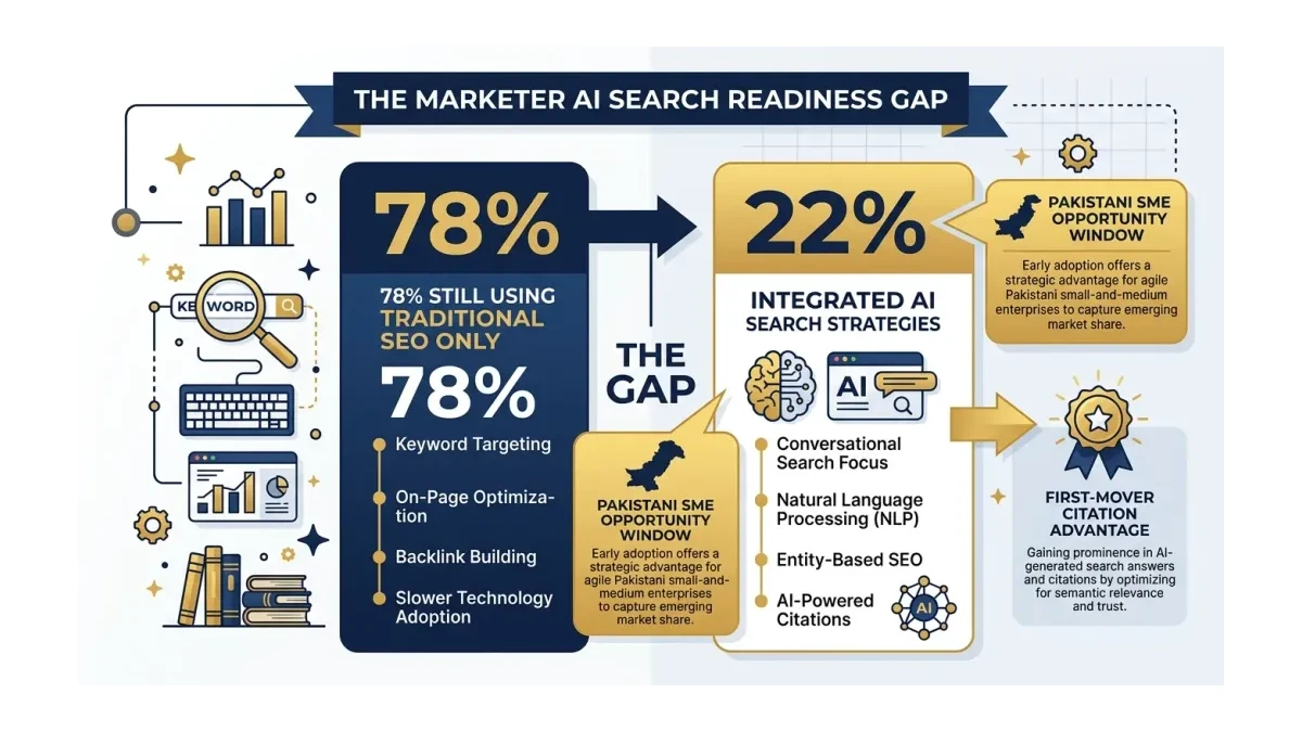 Infographic: Infographic showing the AI search readiness gap: 88% of local businesses have no GEO strategy vs 12% that have started