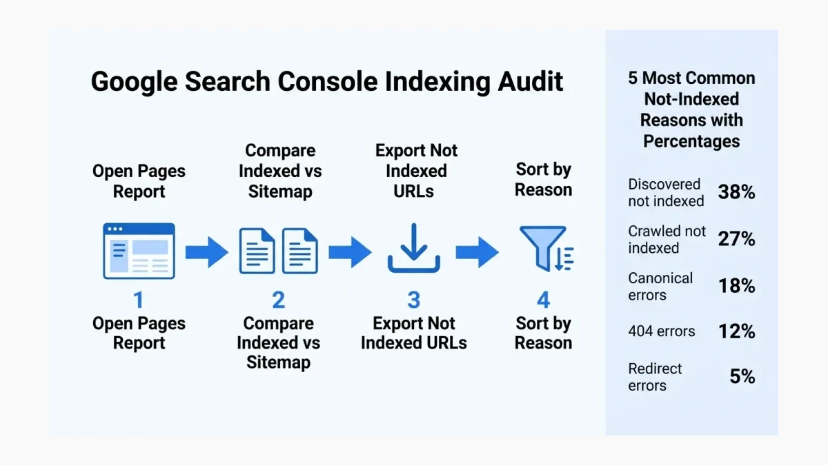Infographic: Google Search Console indexing audit workflow for Pakistani websites