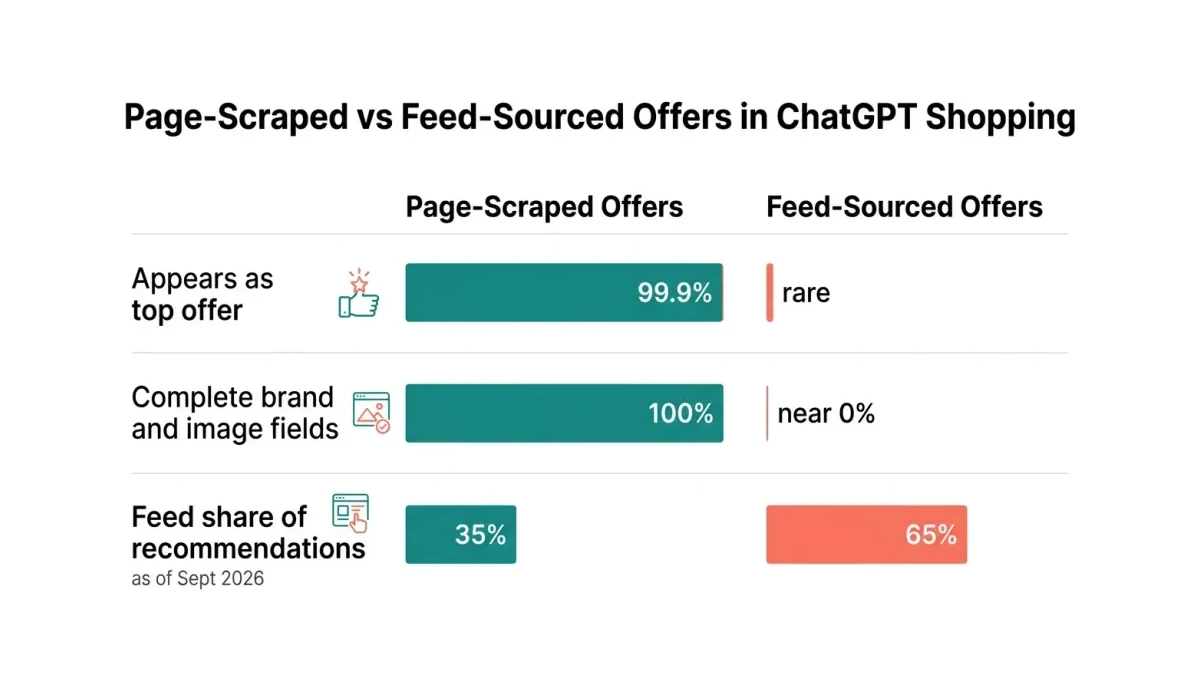 Infographic: Feed-sourced versus page-scraped product offers in ChatGPT Shopping