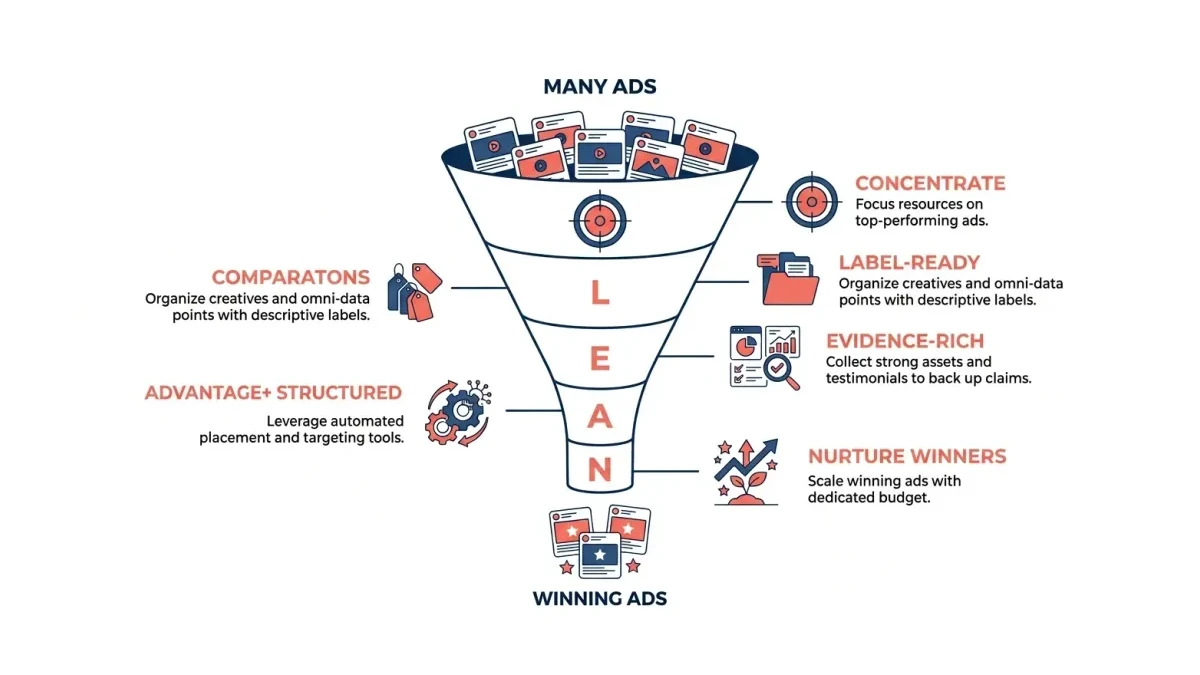 Infographic: The CLEAN framework for scaling Meta Ads with compliant, authentic creative
